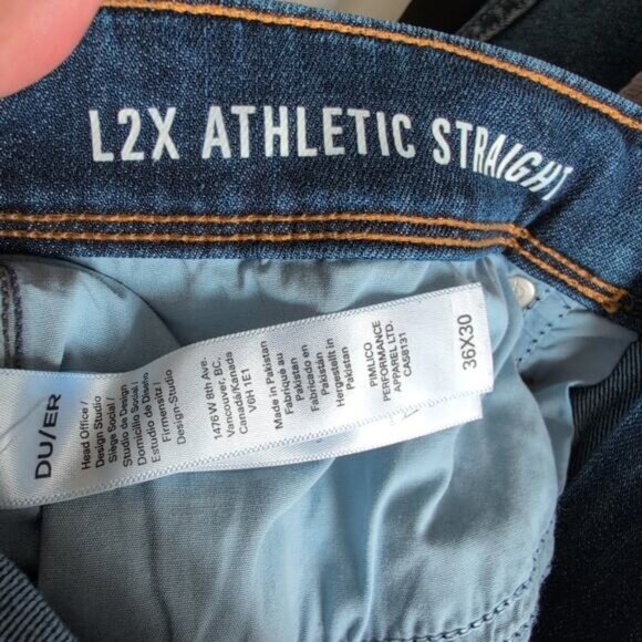 DU/ER Men's L2X Athletic Straight Technical Denim Jeans Medium Wash Blue 36x30 - Picture 6 of 10